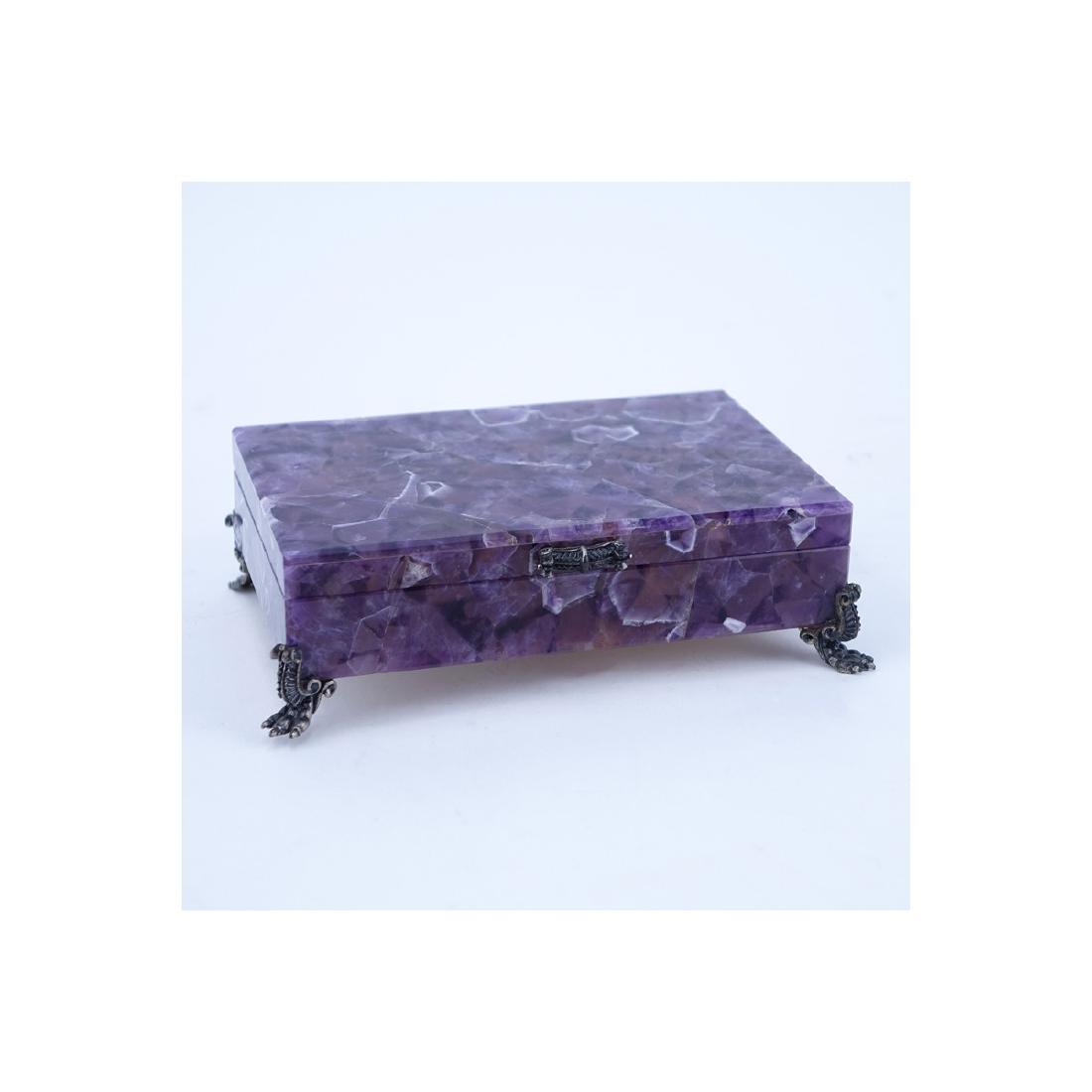 Vintage Amethyst Hinged Covered Box with 800 Silver (1 of 6)