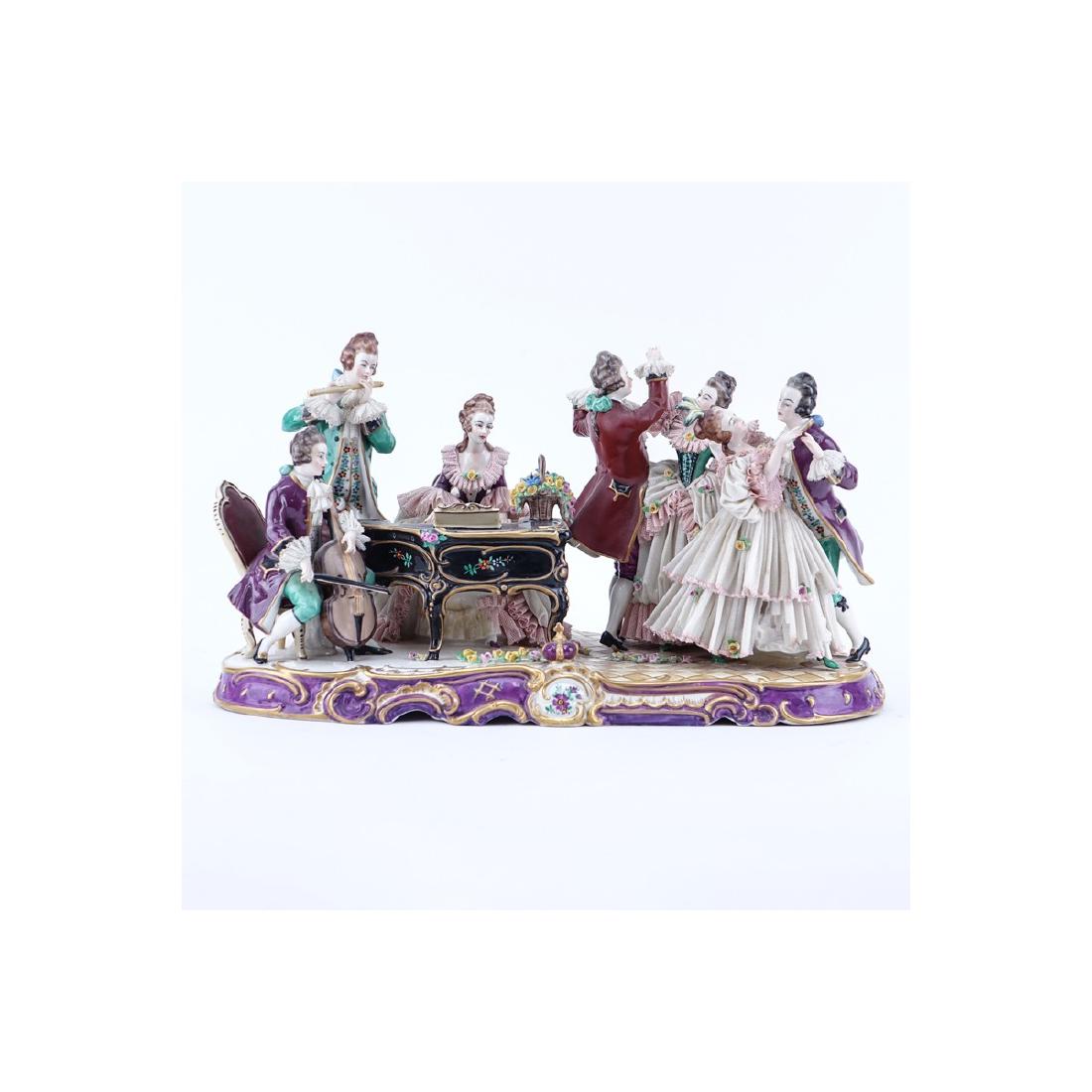 Large Dresden Porcelain Figural Musical Group. Signed. (1 of 8)