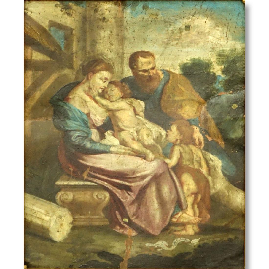 Antique Old Master Oil Painting on Tin, Religious Scene (1 of 5)