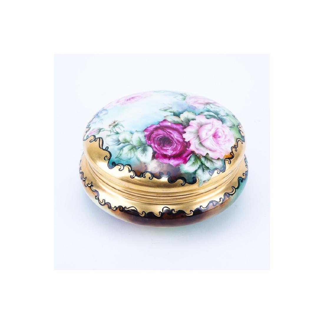 T & V Limoges Round Gilt Porcelain Covered Box Signed (1 of 4)
