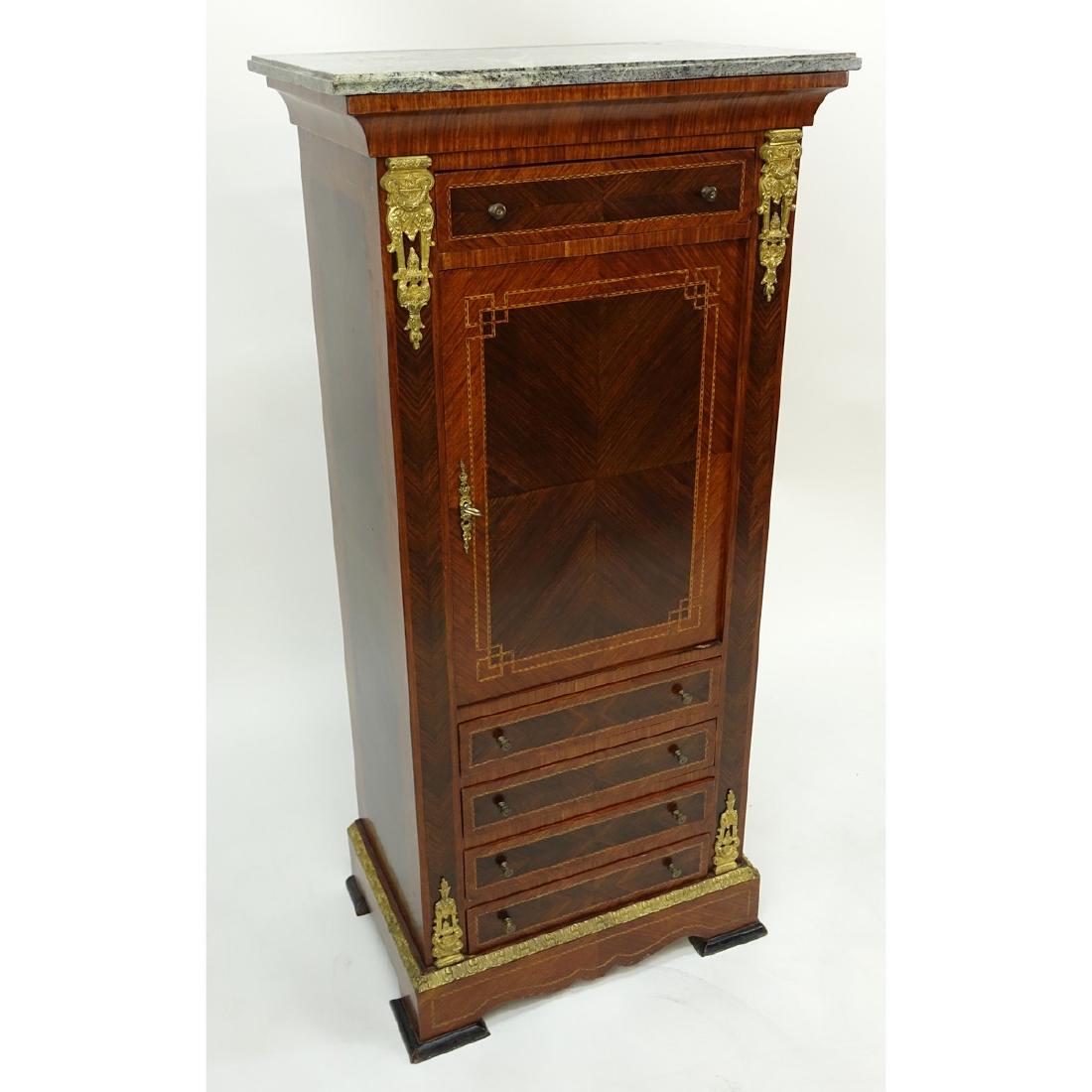 Tall Mid Century Louis XVI Style Gilt Brass Inlaid (1 of 7)