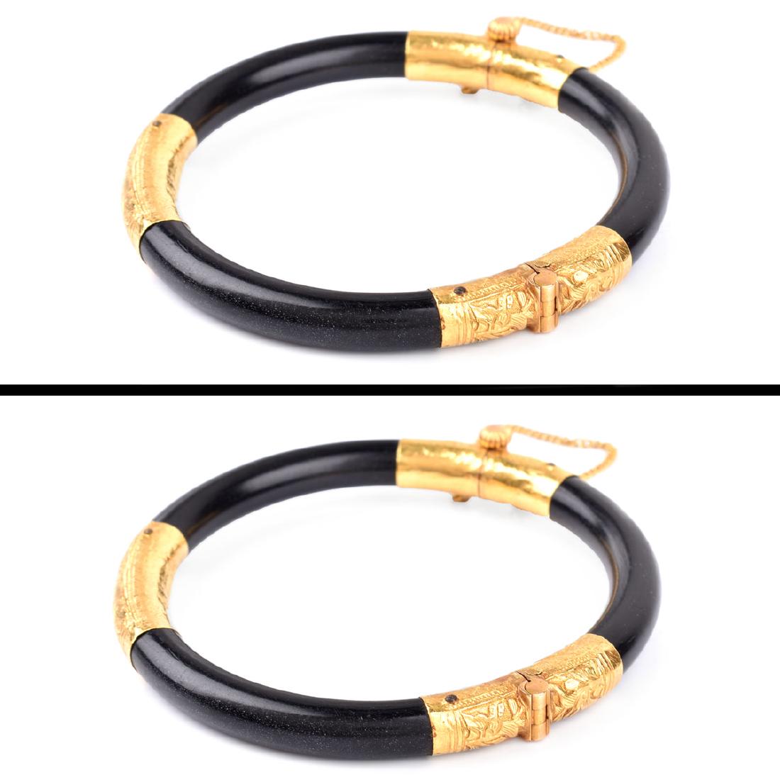 Vintage Pair of 14 Karat Yellow Gold and Horn Hinged (1 of 2)