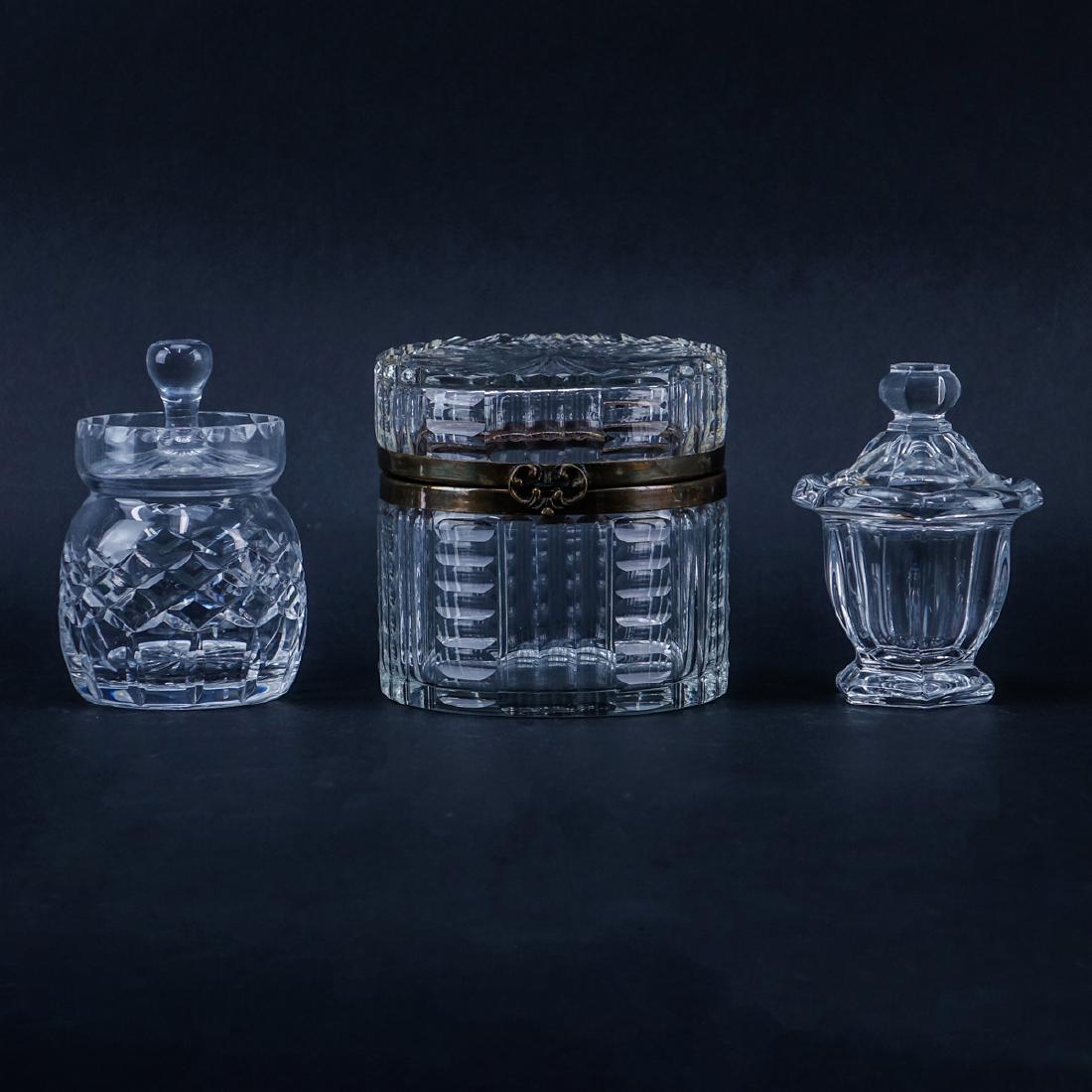 Collection of Three (3) Lidded Crystal Containers. (1 of 3)