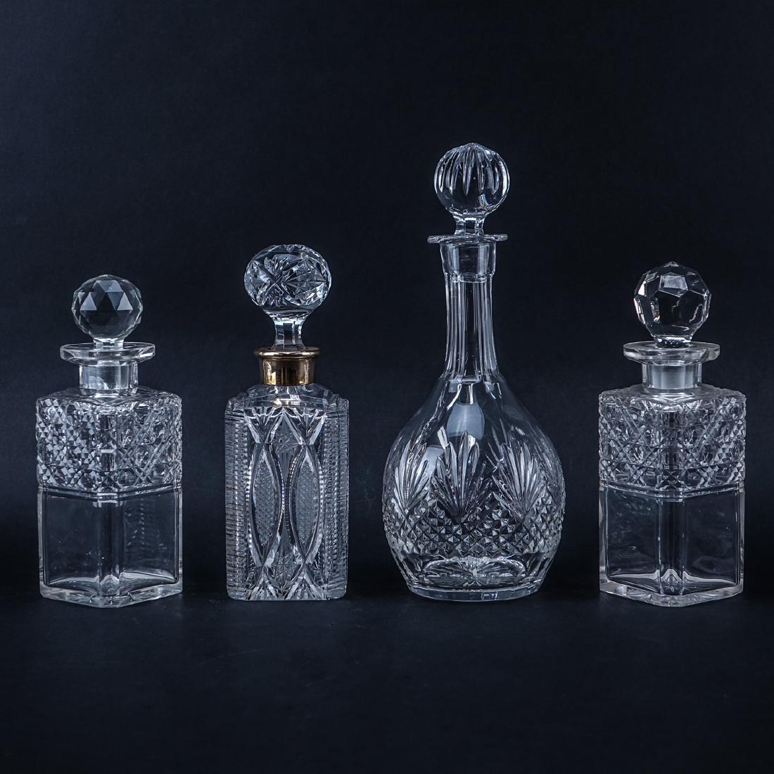 Collection of Four (4) Crystal Decanters. Unsigned. (1 of 4)
