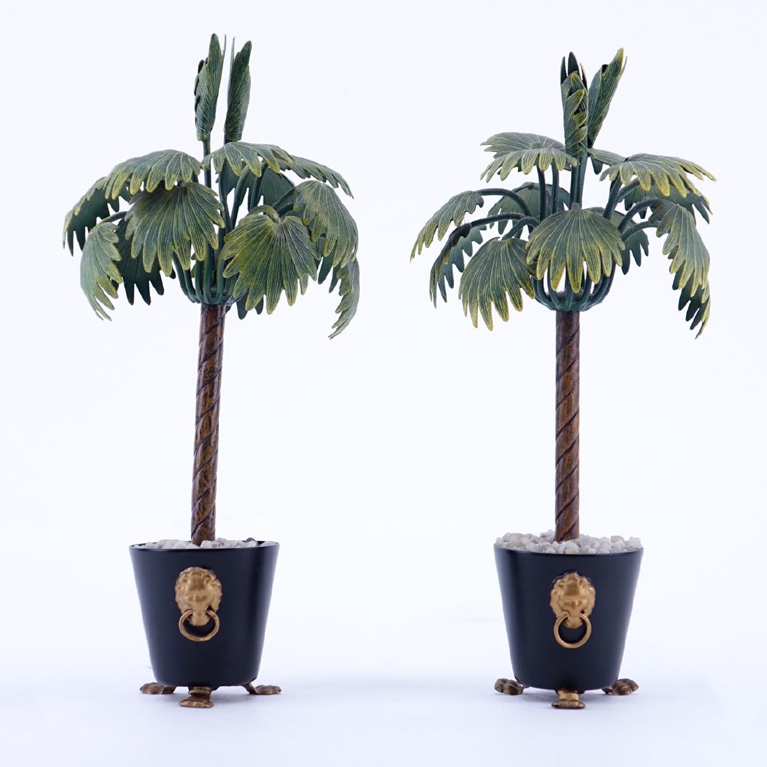 Modern Cold Painted Bronze Palm Tree Sculptures. (1 of 3)