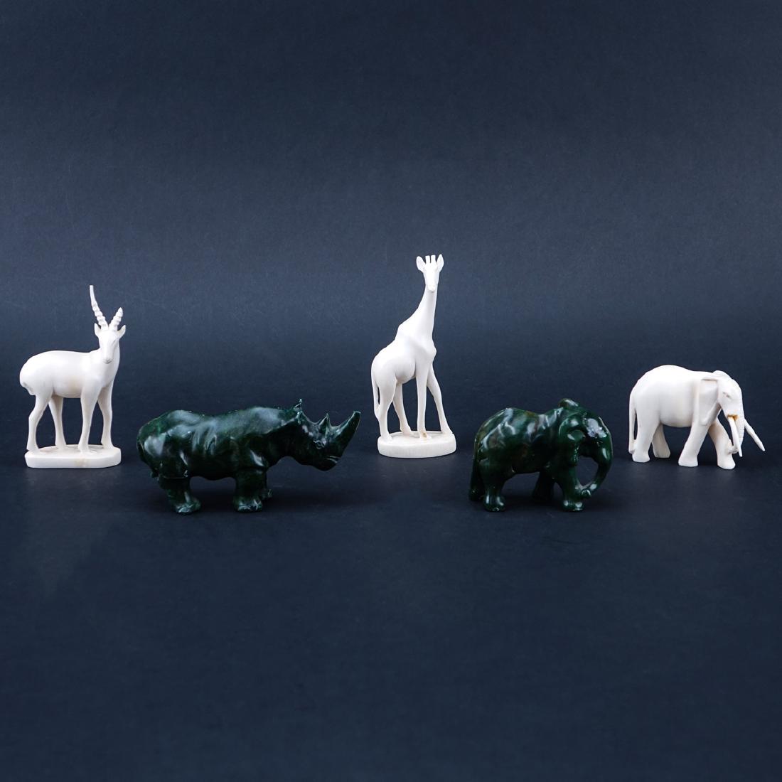 Five (5) Piece Lot Of Ivory & Stone African Animal (1 of 5)
