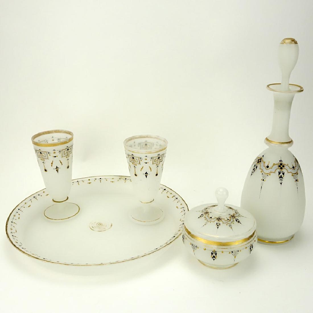 Five (5) Pieces Antique Opaline Glass Tabletop Items. (1 of 3)