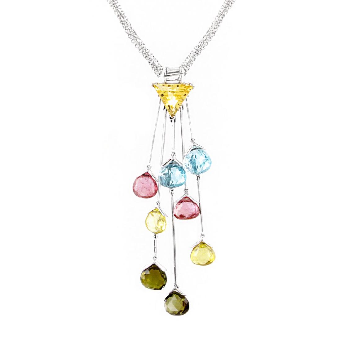 Contemporary Multi Gemstone and 18K Gold Necklace (1 of 3)