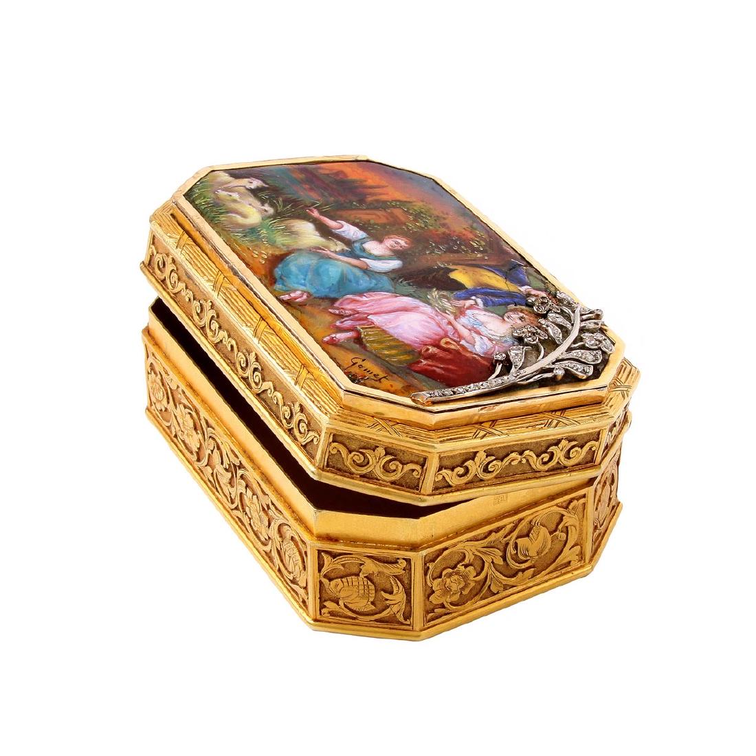 19th Century Continental Gold and Enamel Snuff Box (1 of 7)
