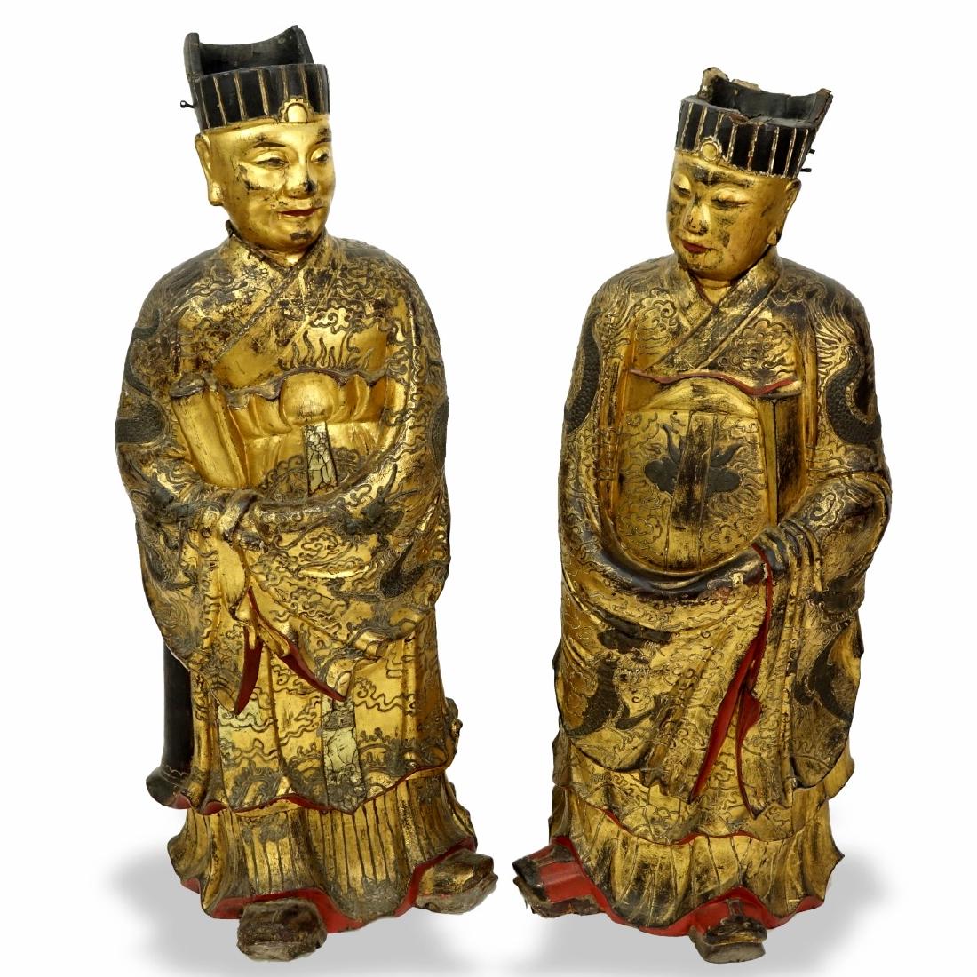 Chinese Daoist Gilt Lacquered Temple Figures (1 of 8)