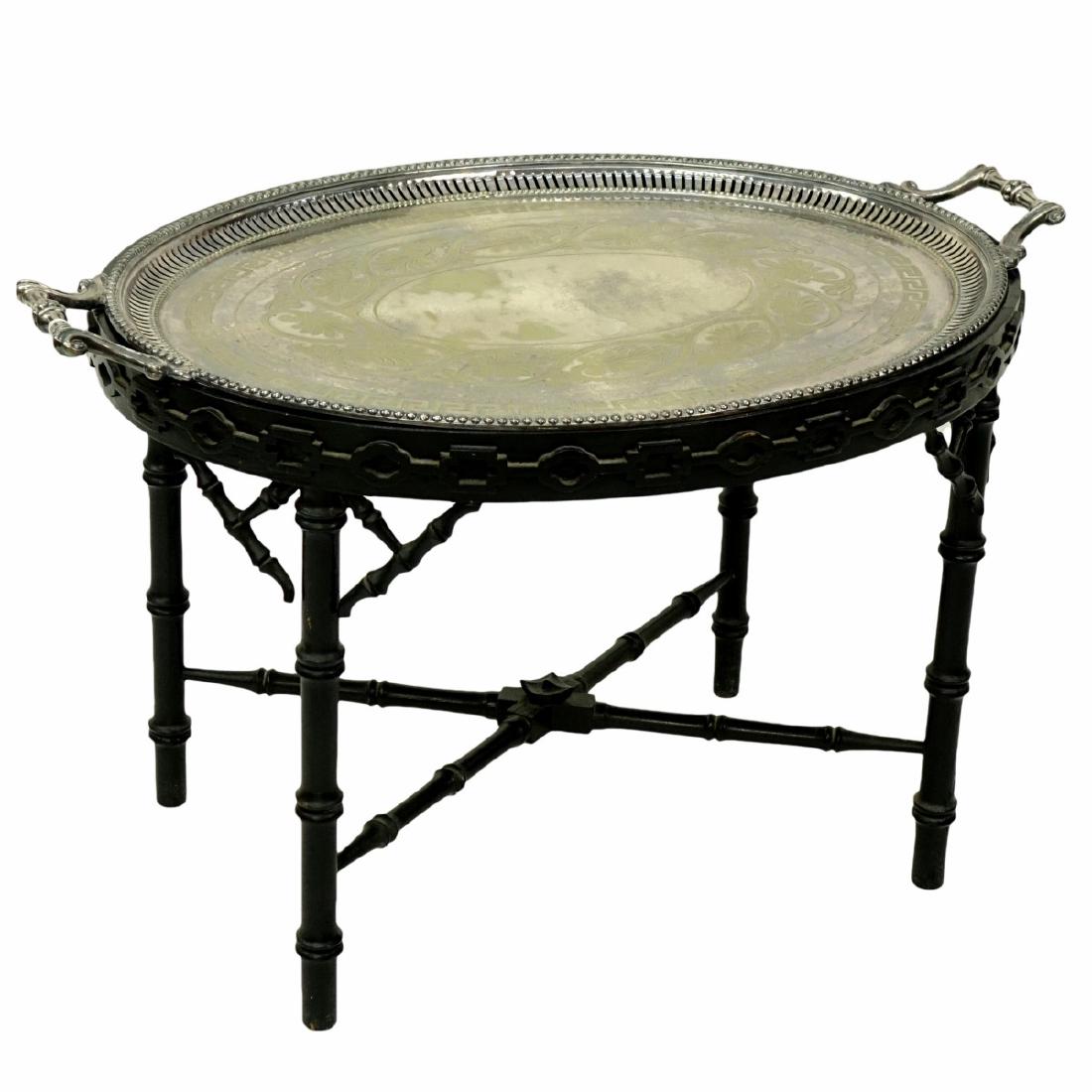 Antique Silver Plate Tray Table (1 of 4)