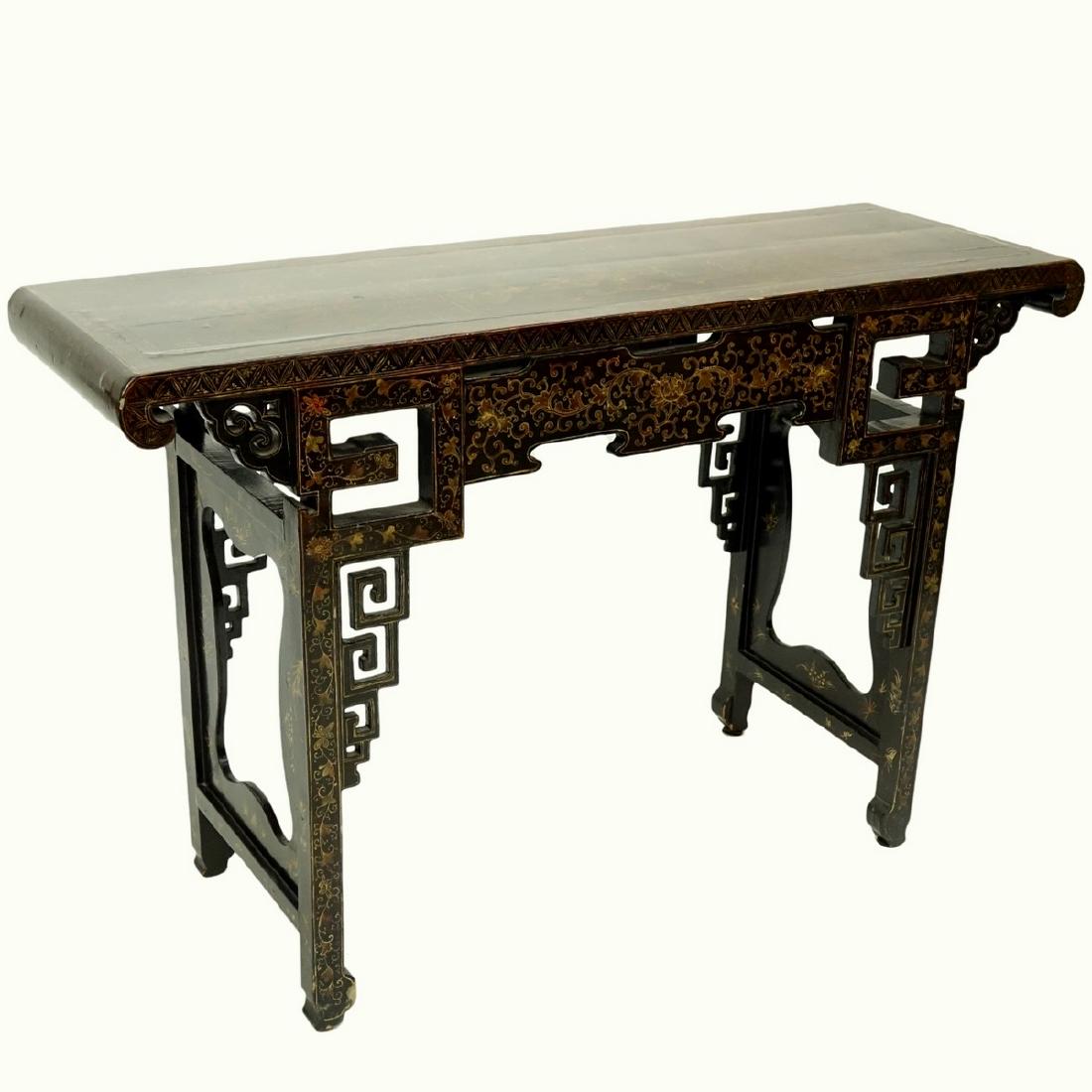 Antique Chinese Lacquered Carved Wood Console (1 of 3)