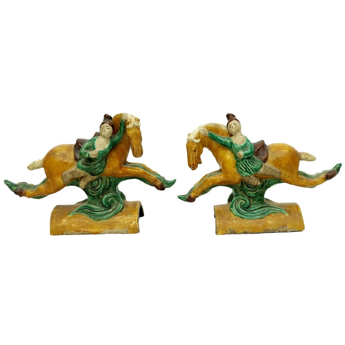 Pair of Chinese Tang Style Glazed Roof Tile (1 of 6)