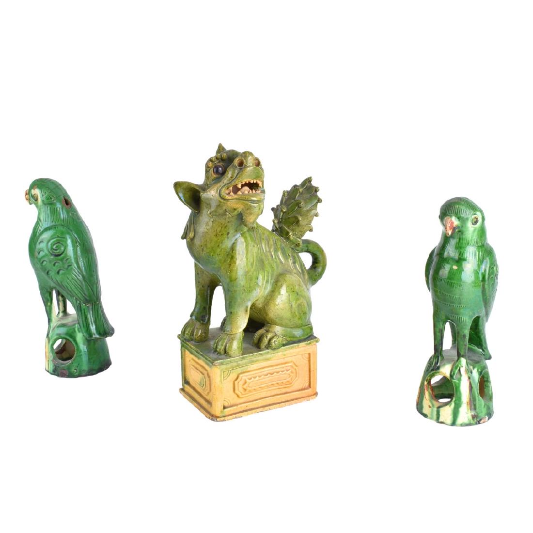 Three Chinese Tang Style Glazed Pottery Figures (1 of 6)