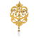 Vintage 14K Gold, Pearl and Emerald Brooch - 4