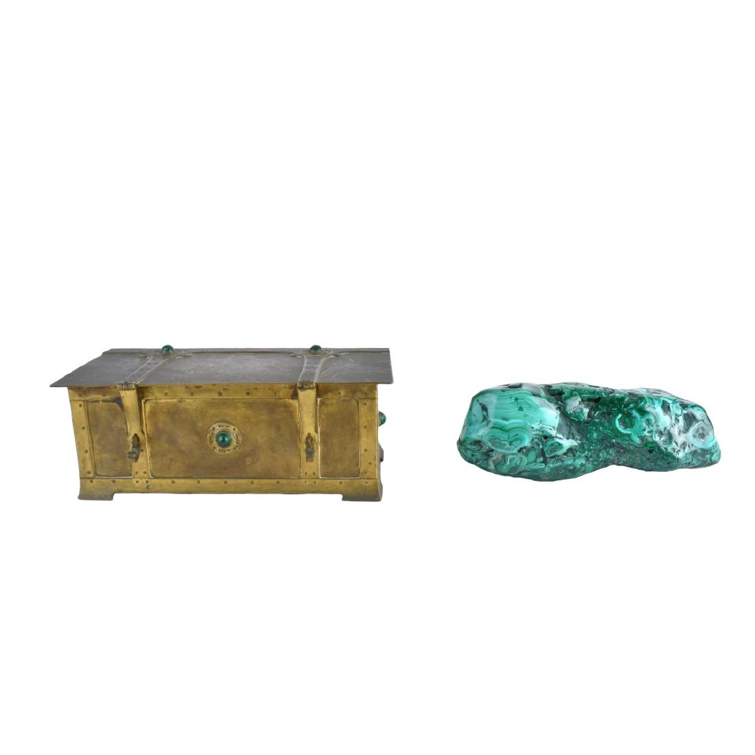 Brass Box with Malachite Setting & Malachite Stone (1 of 7)
