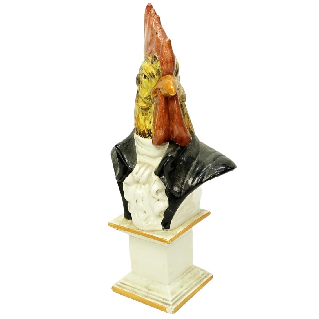 Large Italian Faience Pottery Bust of a Rooster (1 of 7)