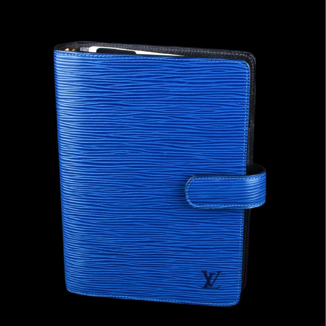 Small Louis Vuitton Blue Epi Leather Ringed Agenda (1 of 5)