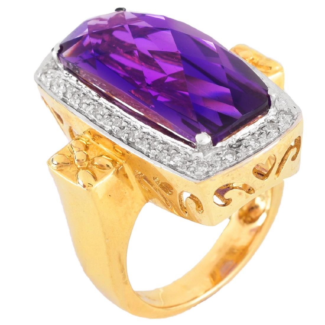 Amethyst, Diamond and 14K Gold Ring (1 of 7)