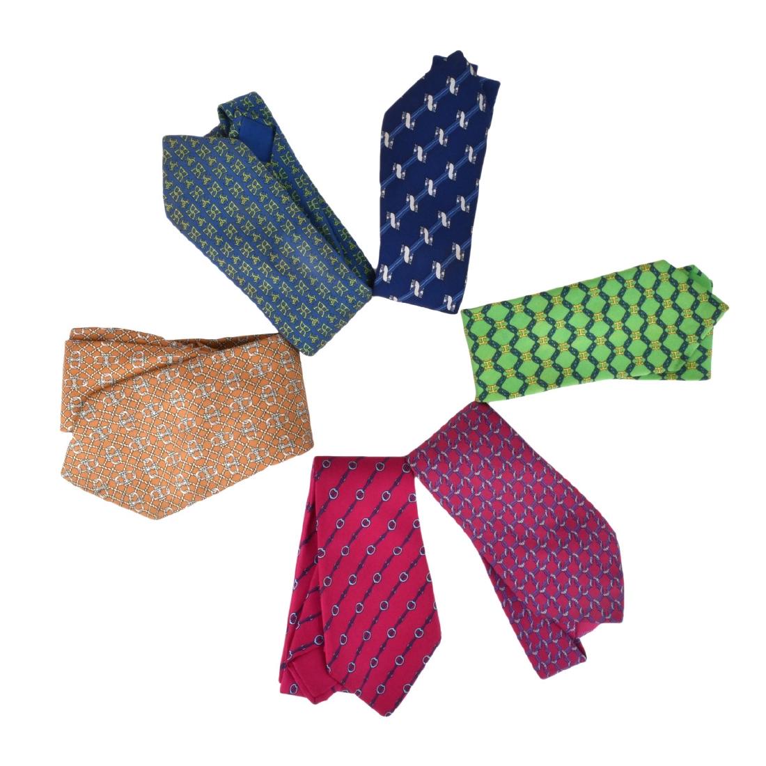 Collection of Six Vintage Mens Hermes Silk Ties (1 of 4)