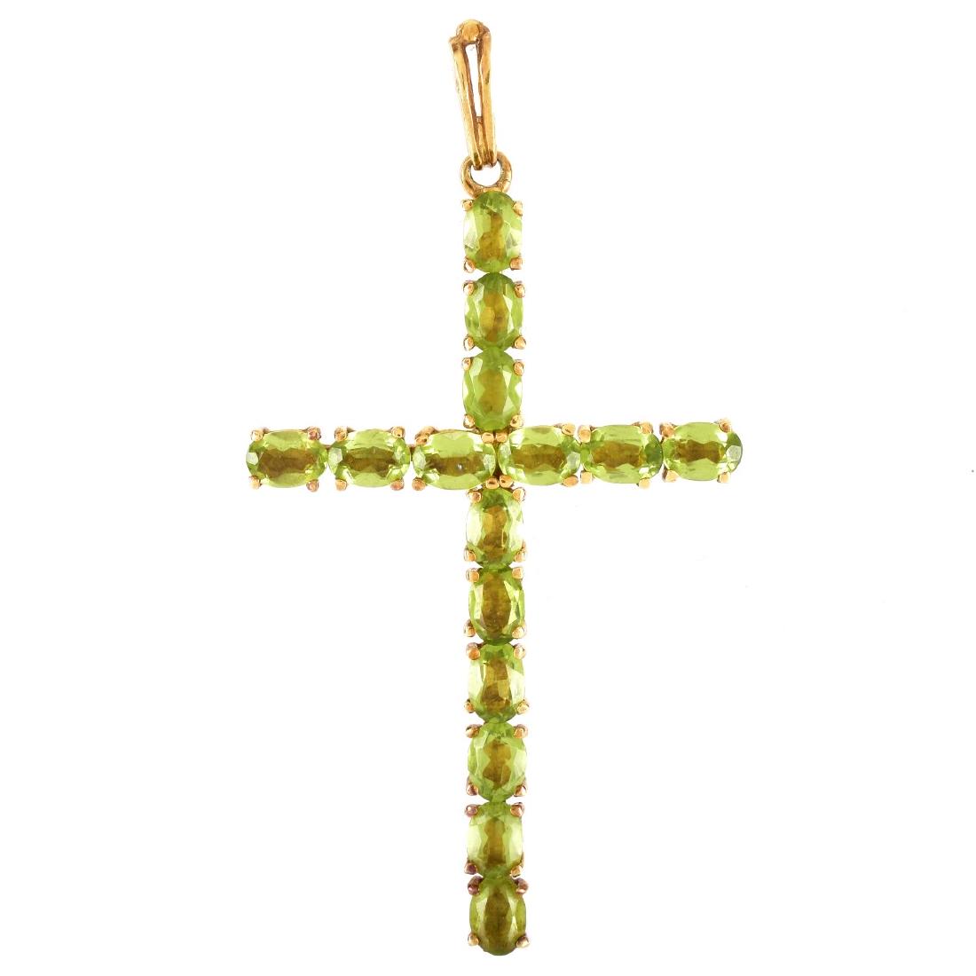 Vintage Tiffany Peridot and 18K Gold Cross Pendant (1 of 6)
