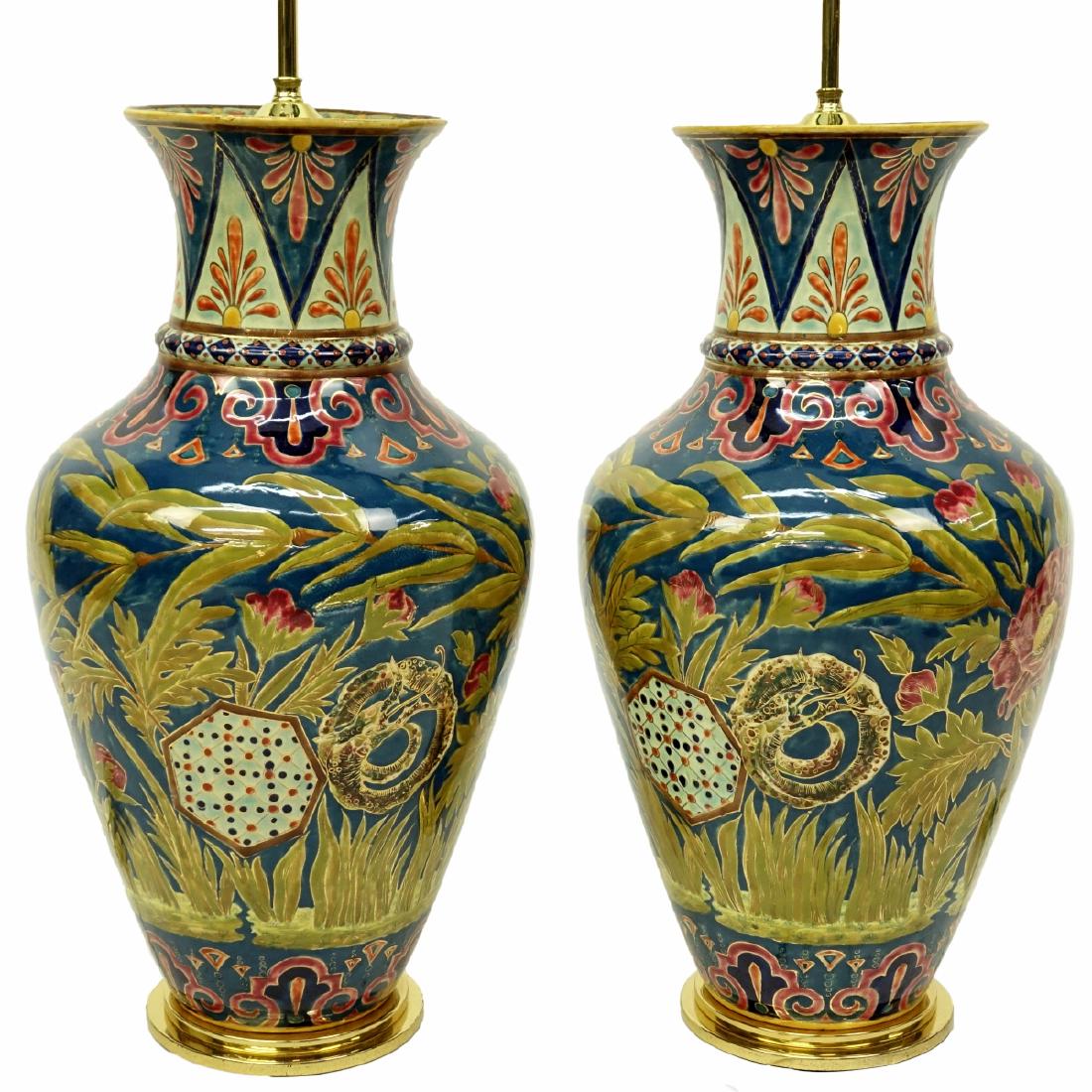 Large Pair of Porcelain Lamps (1 of 4)