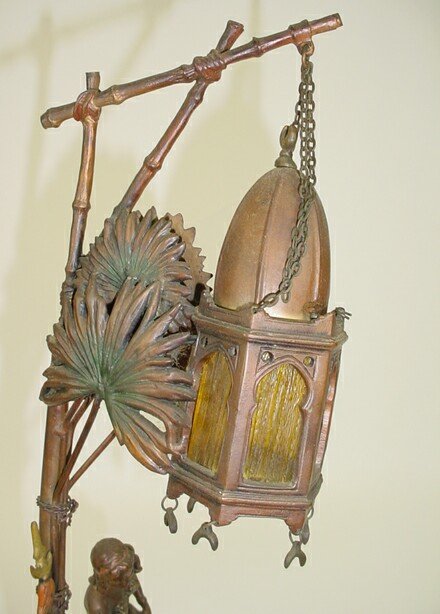 Austrian Vienna Bronze Lamp Sculpture "Woman Playi - 5
