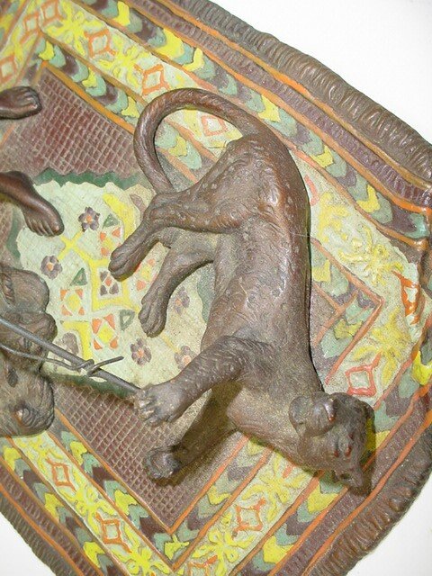 Austrian Vienna Bronze Lamp Sculpture "Woman Playi - 7