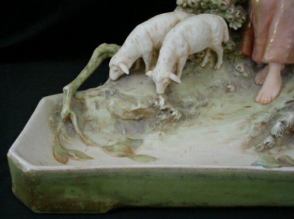 Royal Dux Porcelain Figural Group "Girl with Goat" - 2