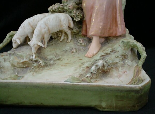 Royal Dux Porcelain Figural Group "Girl with Goat" - 3