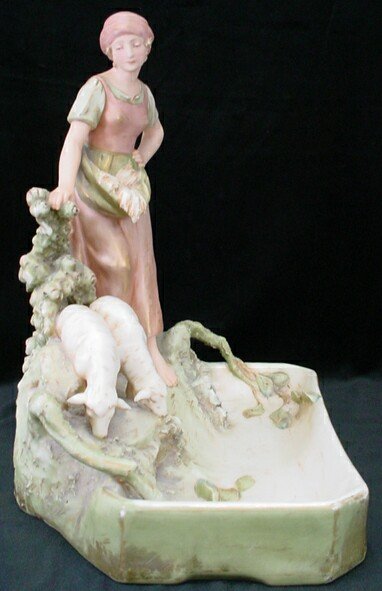 Royal Dux Porcelain Figural Group "Girl with Goat" - 8