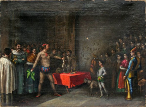 Old Master O/C Street Magician Signed Lower Left I
