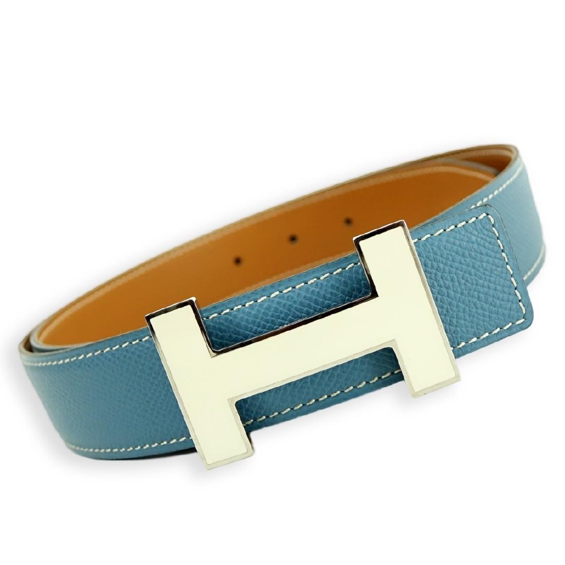 Hermes Blue Jean Epsom Leather Quizz Lacquer Belt (1 of 7)