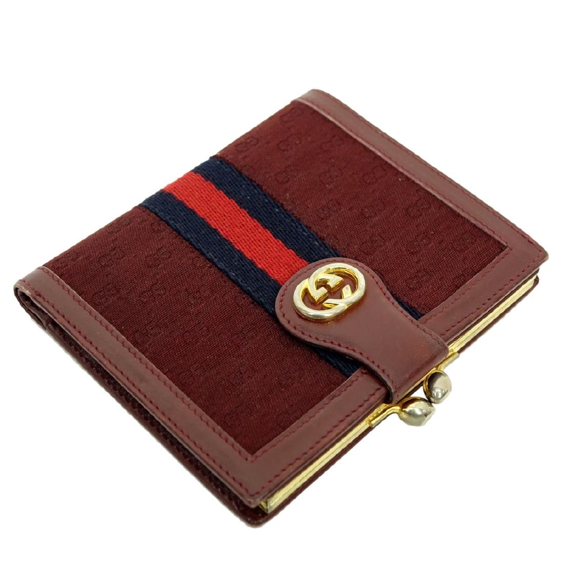 Gucci Bordeaux Monogrammed Canvas Trifold Wallet (1 of 7)
