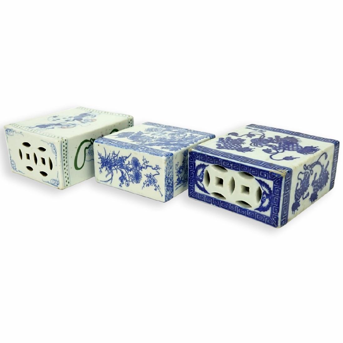 3 Chinese Blue & White Porcelain Opium Pillows (1 of 4)
