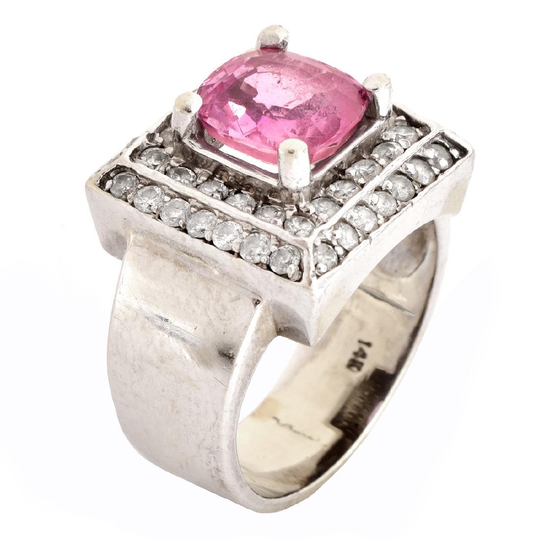 Pink Stone, Diamond and 14K Gold Ring (1 of 7)