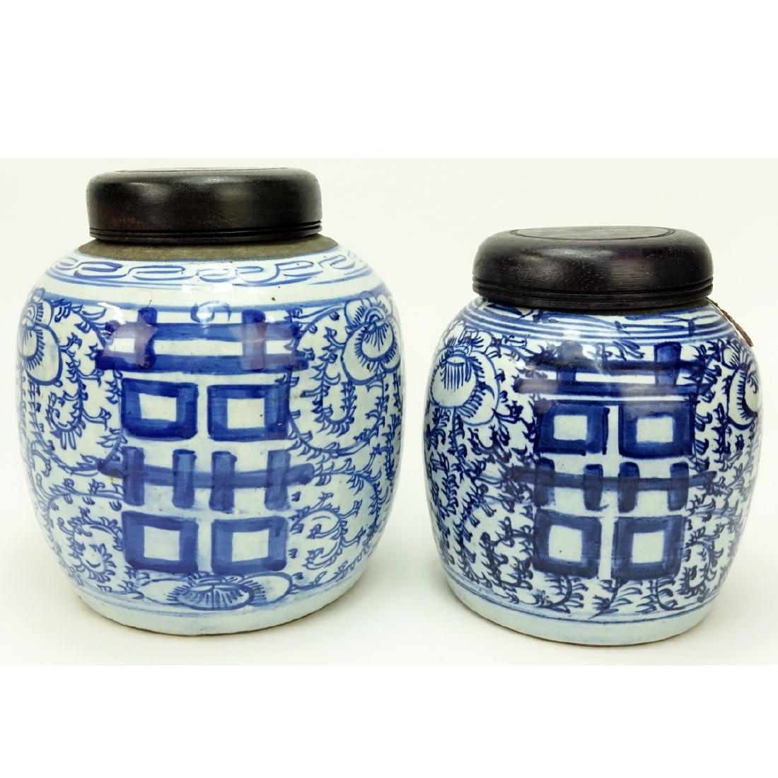 Two Antique Chinese Porcelain Blue & White Jars (1 of 6)