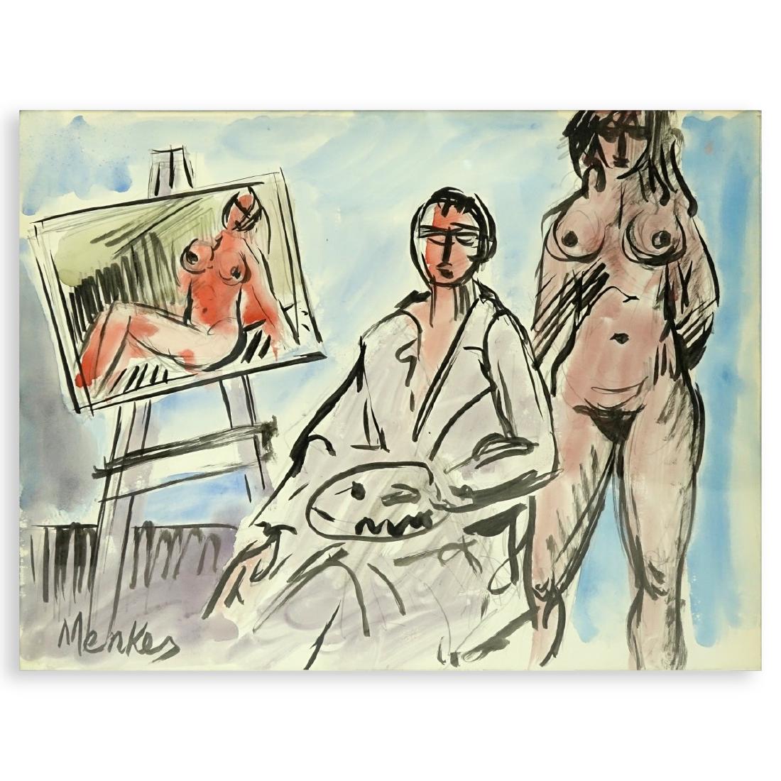 Attributed to: Sigmund Menkes, Polish Watercolor (1 of 4)