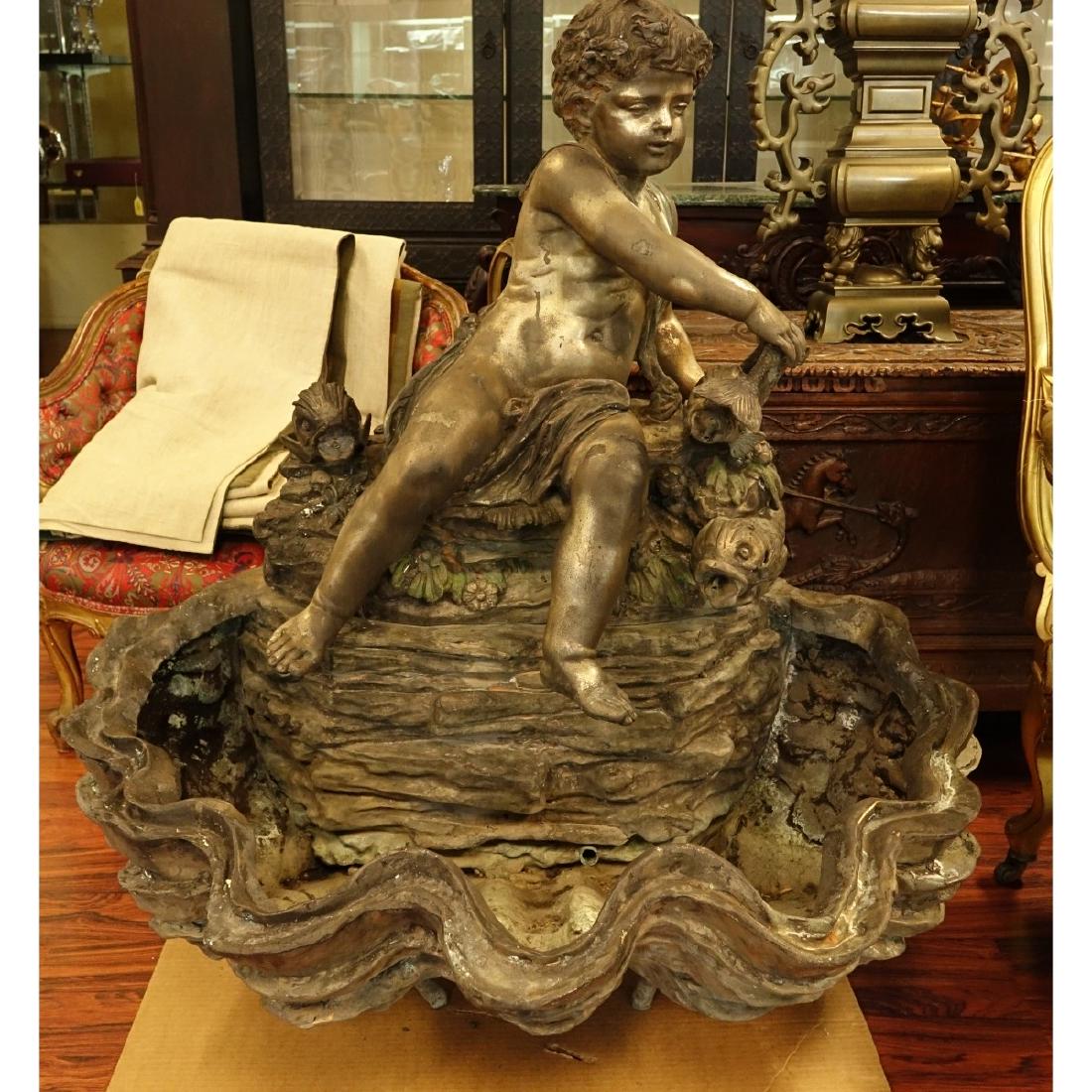 Large Bronze 2 Piece Cherub and Dolphin Fountain (1 of 6)