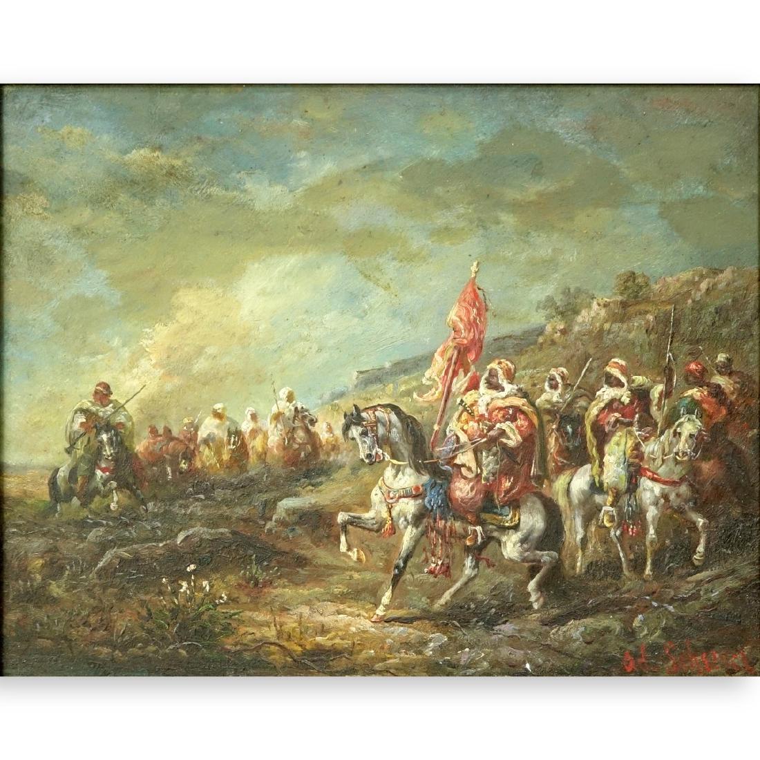 Attributed to: Adolph Shreyer Oil/Panel "Arab War" (1 of 5)