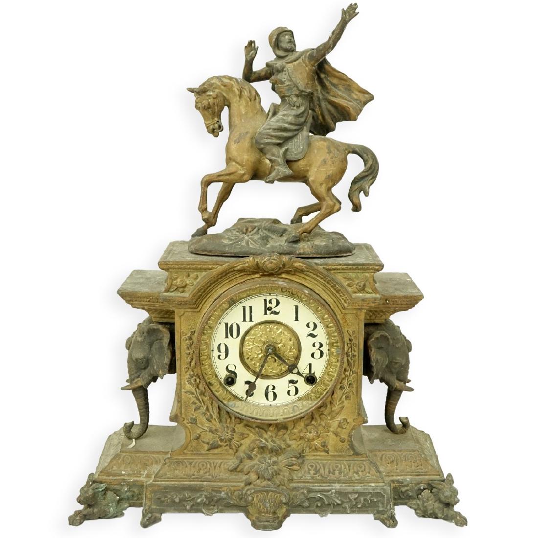 Antique Spelter Orientalist Figural Mantle Clock (1 of 5)