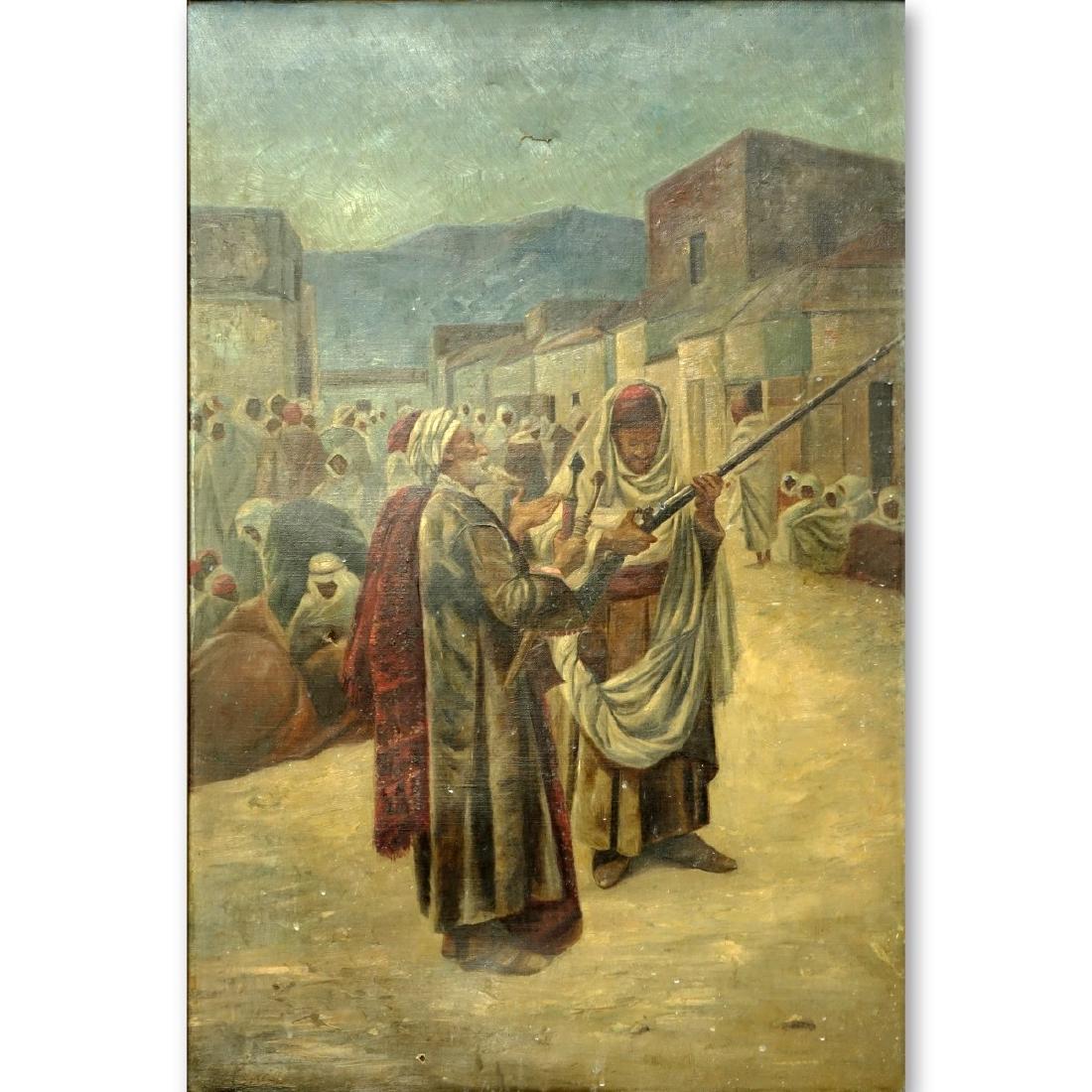 19th C. Orientalist School O/C "Weapons Seller" (1 of 4)