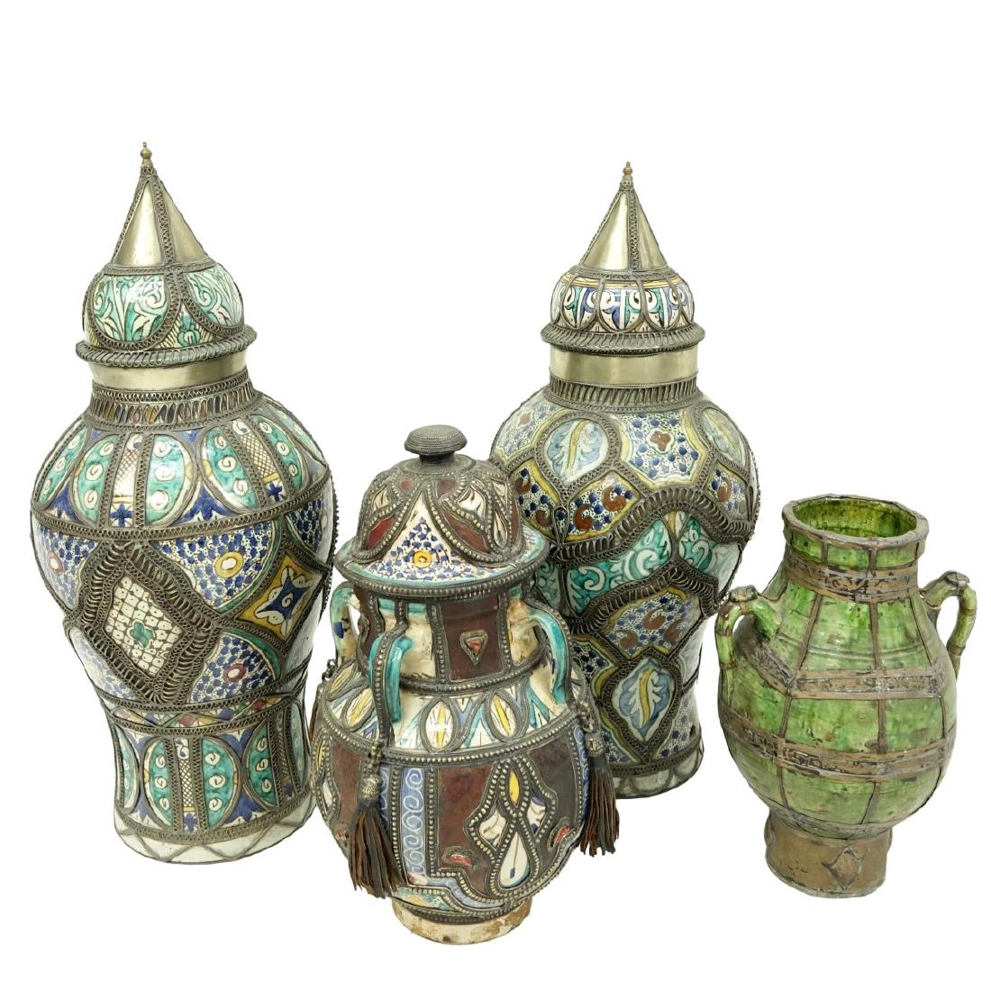 Grouping of Four (4) Moroccan Pottery Jars (1 of 6)