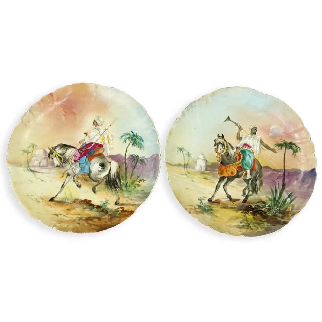 Pair Limoges Orientalist Porcelain Chargers (1 of 6)