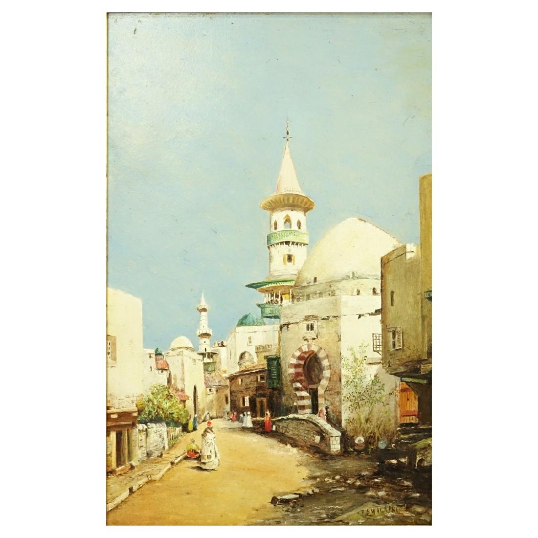 Orientalist School Oil/Panel "Tunisian Street" (1 of 6)