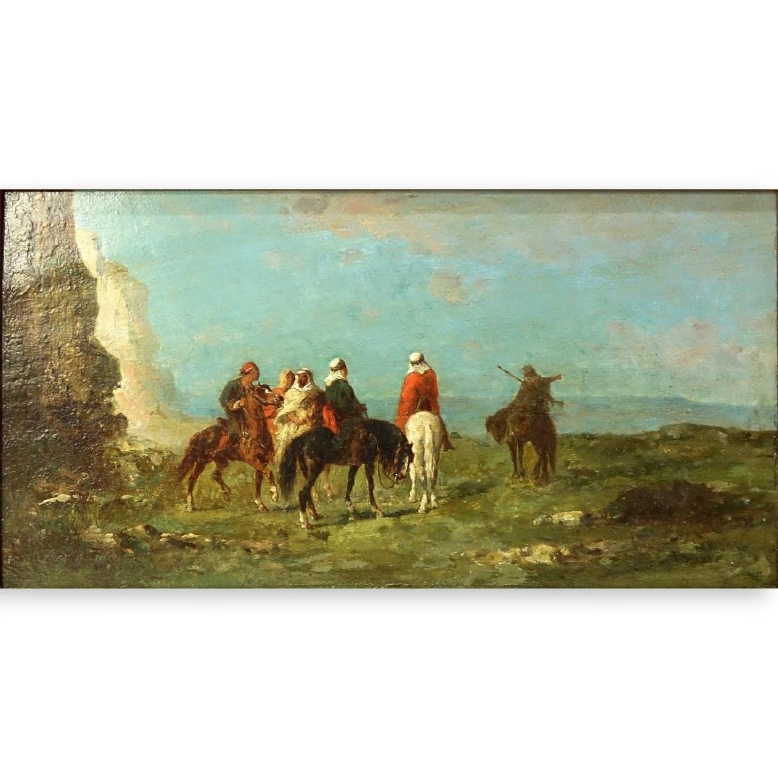 Antique Orientalist School Oil On Panel "Riders" (1 of 5)