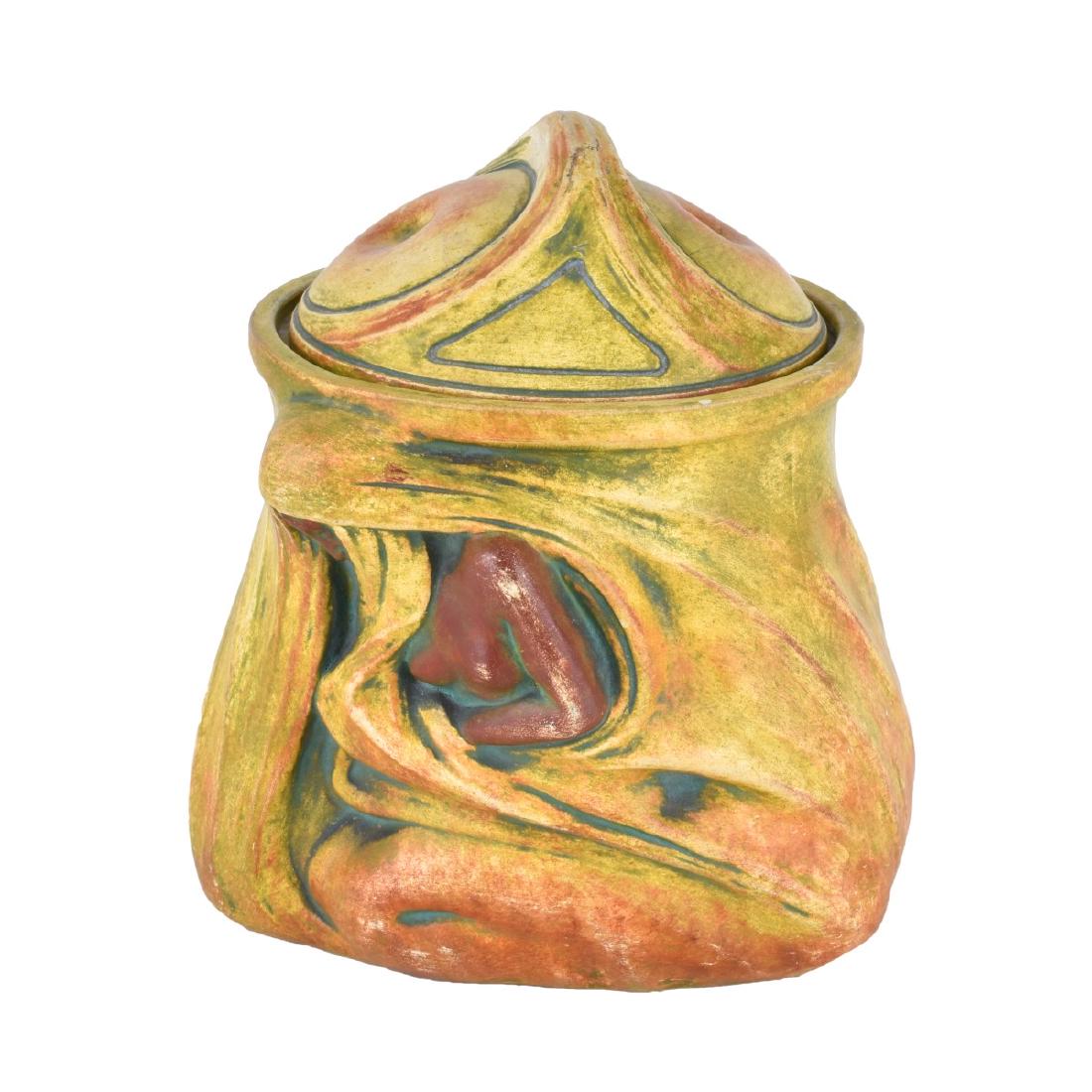 Julius Dressler Polychrome Pottery Covered Jar (1 of 5)
