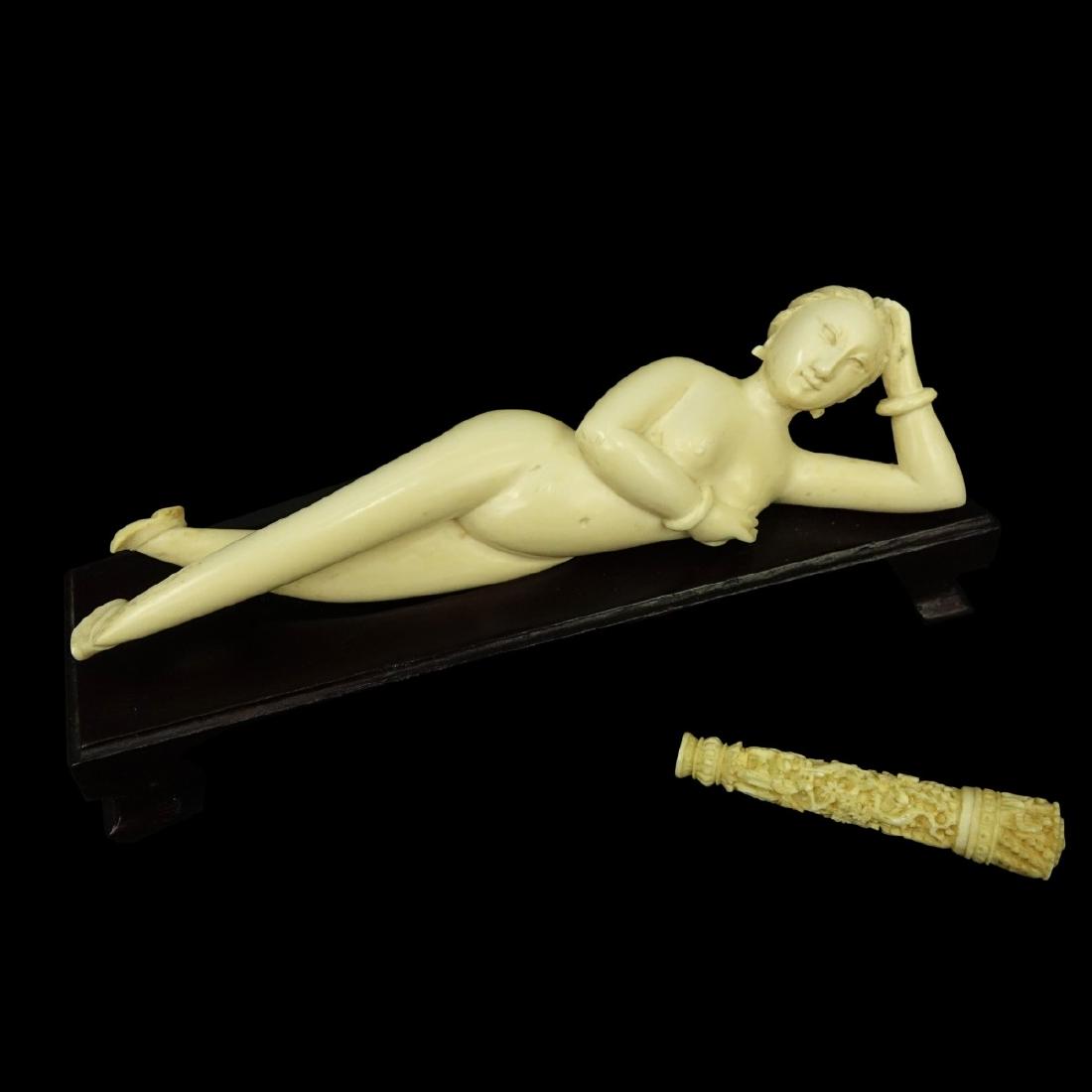 Antique Chinese Ivory Doctors Lady and Needle Case (1 of 4)