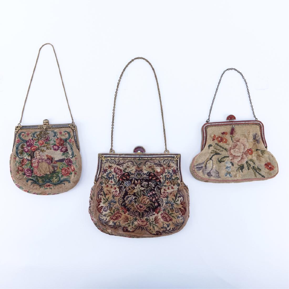 Collection of Three (3) Antique Tapestry Purses (1 of 2)