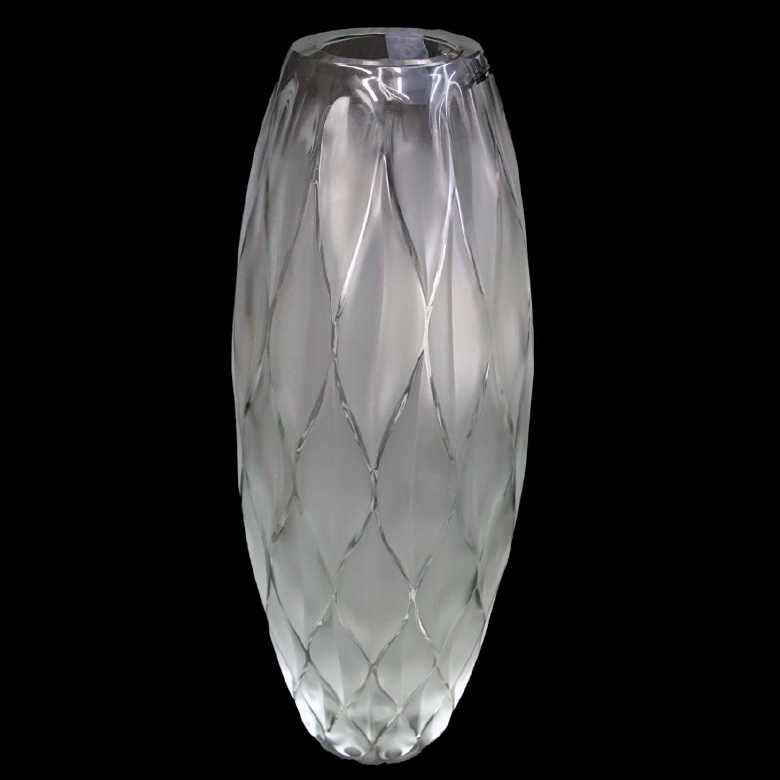 Lalique "Vibration" Frosted Crystal Vase (1 of 5)
